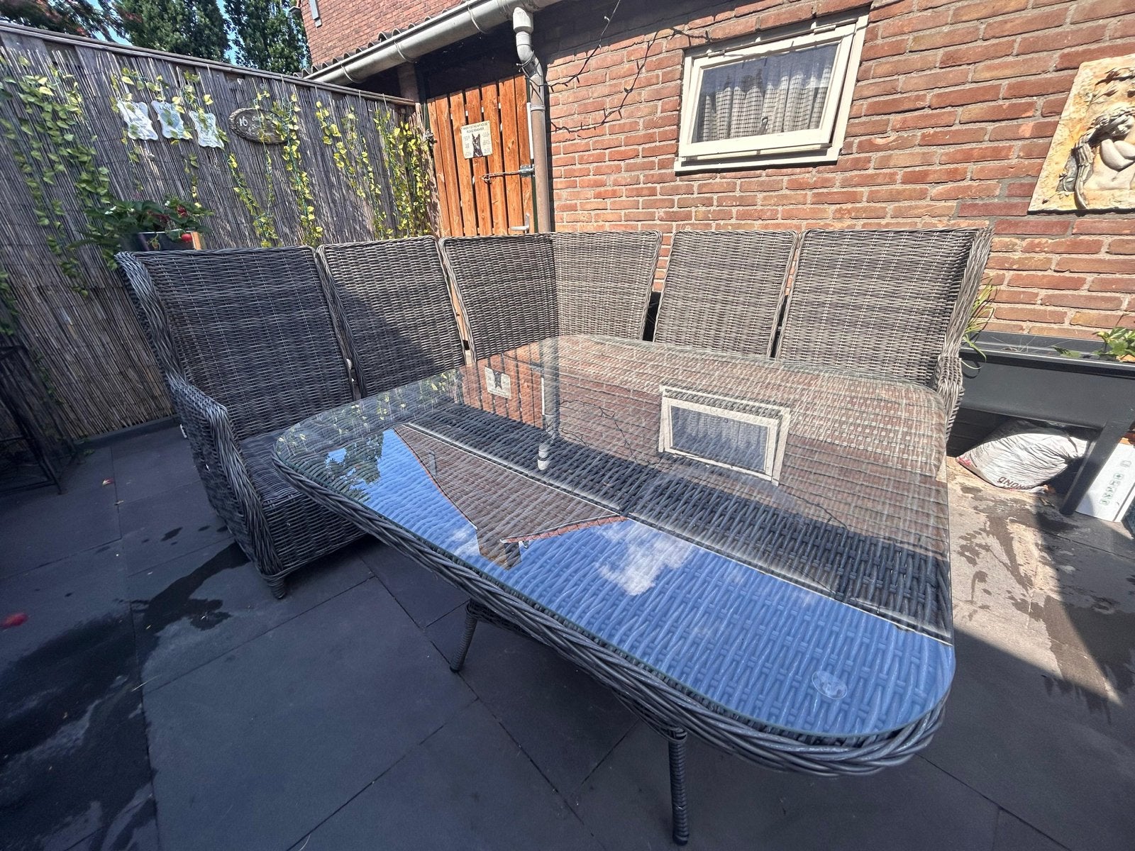 Bois Le Duc Loungeset met Glazen Tafel, Ophalen, 6 zitplaatsen, Zo goed als nieuw, Loungeset