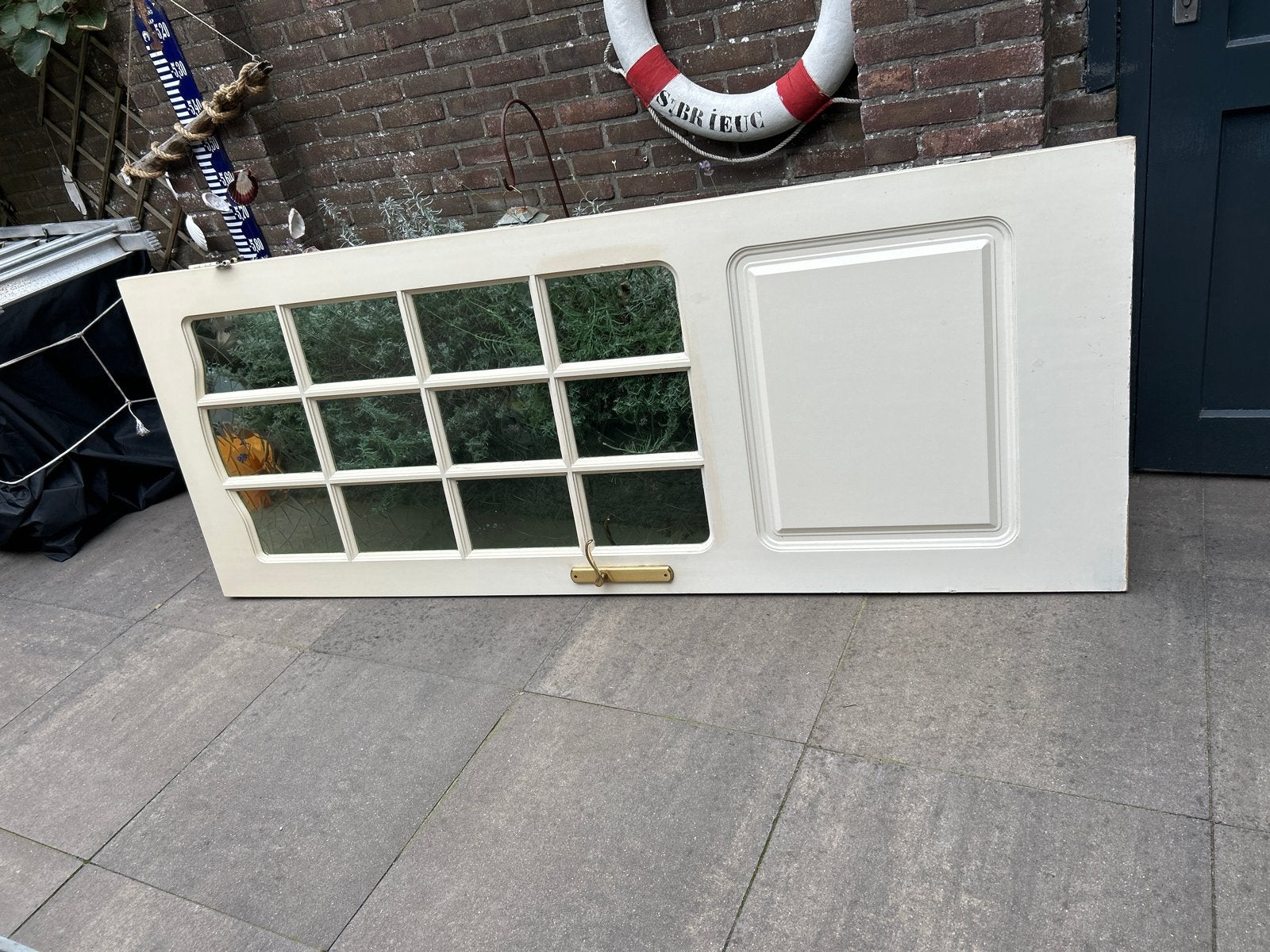 Binnendeur met glas en paneel - 211x82 cm, Gebruikt, 80 tot 100 cm, Binnendeur, Ophalen of Verzenden