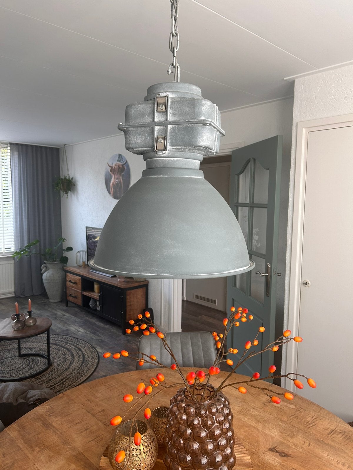 Hanglamp industrieel, Rond, 30 cm, Zo goed als nieuw, 50 cm
