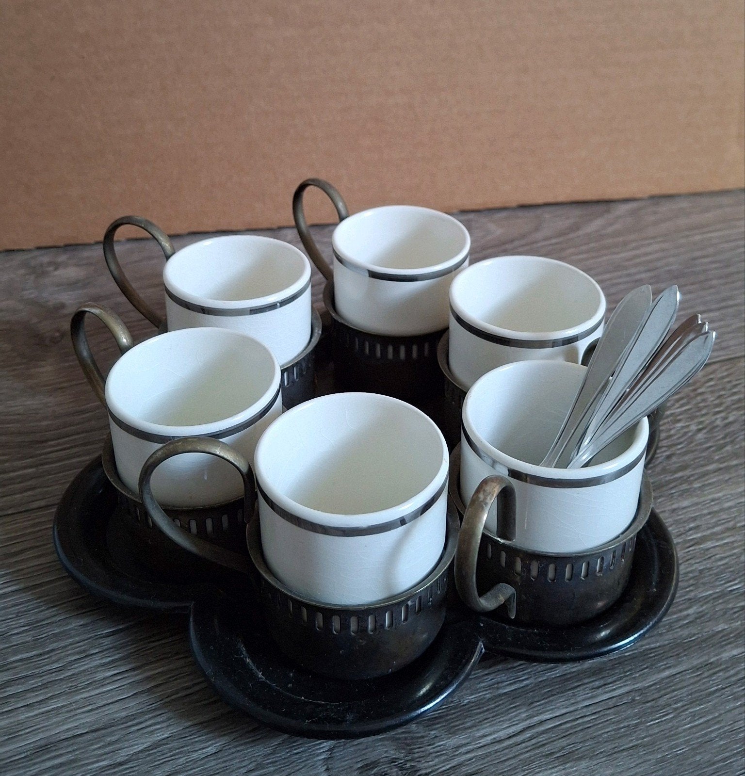 UNIEK bakeliet presenteerset advocaat / advocaatje brocante, Antiek en Kunst, Curiosa en Brocante, Ophalen of Verzenden