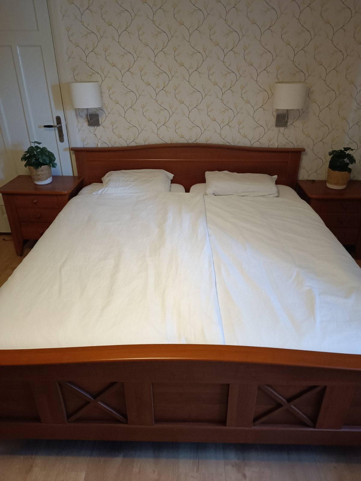 Ombouw voor tweepersoonsbed met nachtkastjes, Huis en Inrichting, Ophalen, Gebruikt, Bruin, Tweepersoons