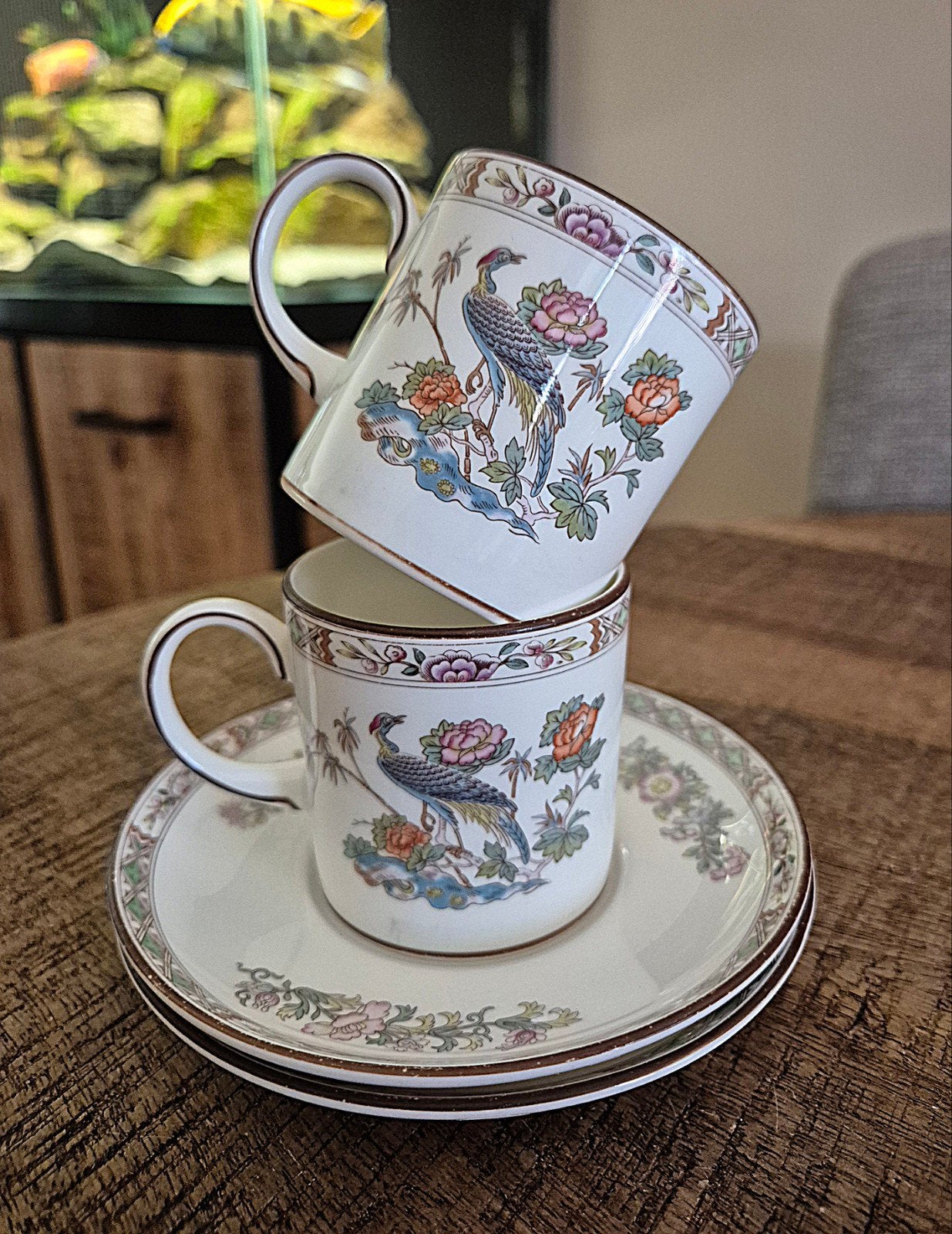 2 Wedgwood Cutani Crane kop en schotels, Huis en Inrichting, Keuken | Servies, Ophalen of Verzenden