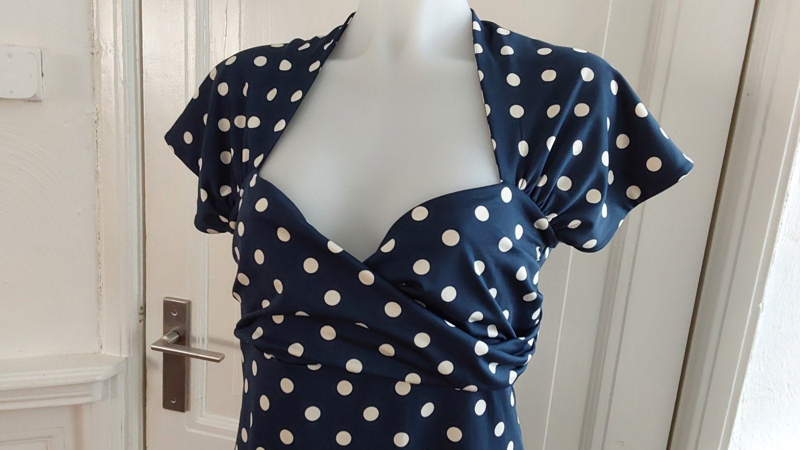 Leuke King Louie zomerjurk maat M - Polkadot, Kleding | Dames, Maat 38/40 (M), Blauw, ,, Ophalen of Verzenden