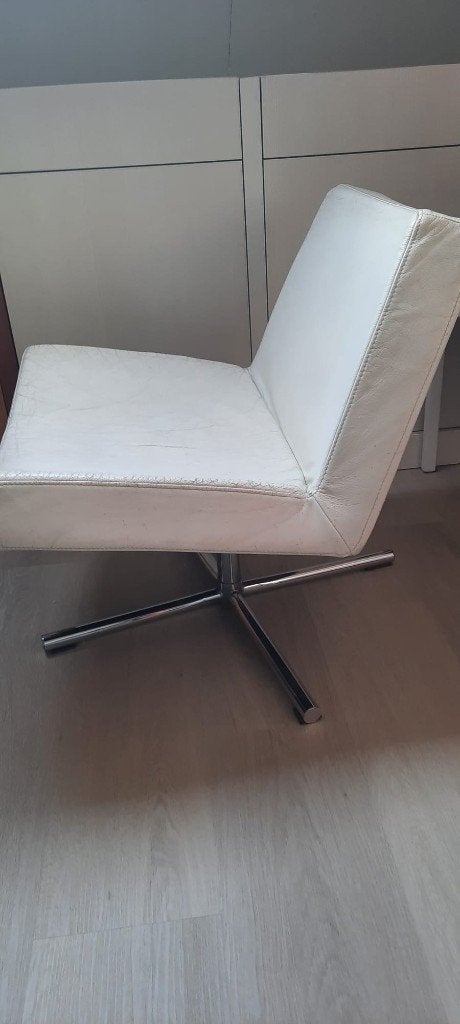 Leren witte stoelen (2x) GRATIS, Huis en Inrichting, Ophalen, Gebruikt, Twee, Wit