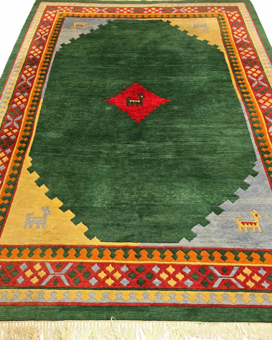 Perzisch tapijt Gabbeh 300x205 wollen vloerkleed, 1185VB, De handelmaatschappij, 200 cm of meer, Geel