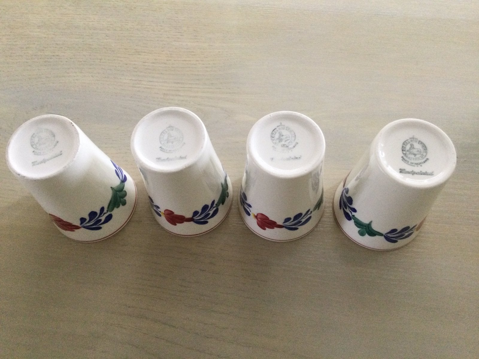 Boerenbont antieke melkbekers 4 stuks zgan, Antiek en Kunst, Antiek | Servies los, Ophalen of Verzenden