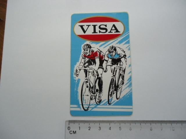 sticker oud VISA wielrennen jaren 70 racefiets race team re, Verzenden, Zo goed als nieuw, Bedrijf of Vereniging