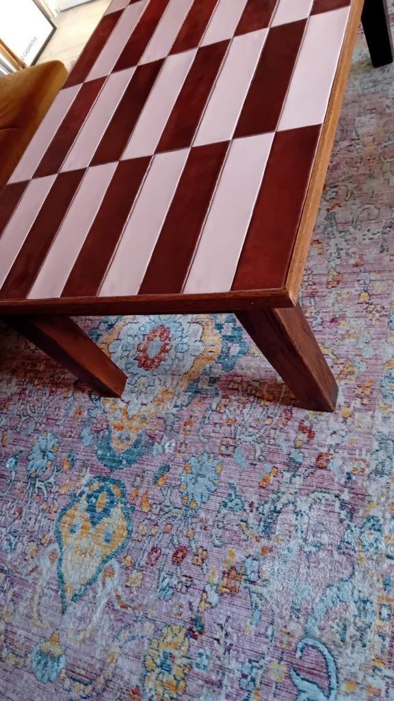 handgemaakte tafel - gestreept schaakbord patroo, Ophalen of Verzenden