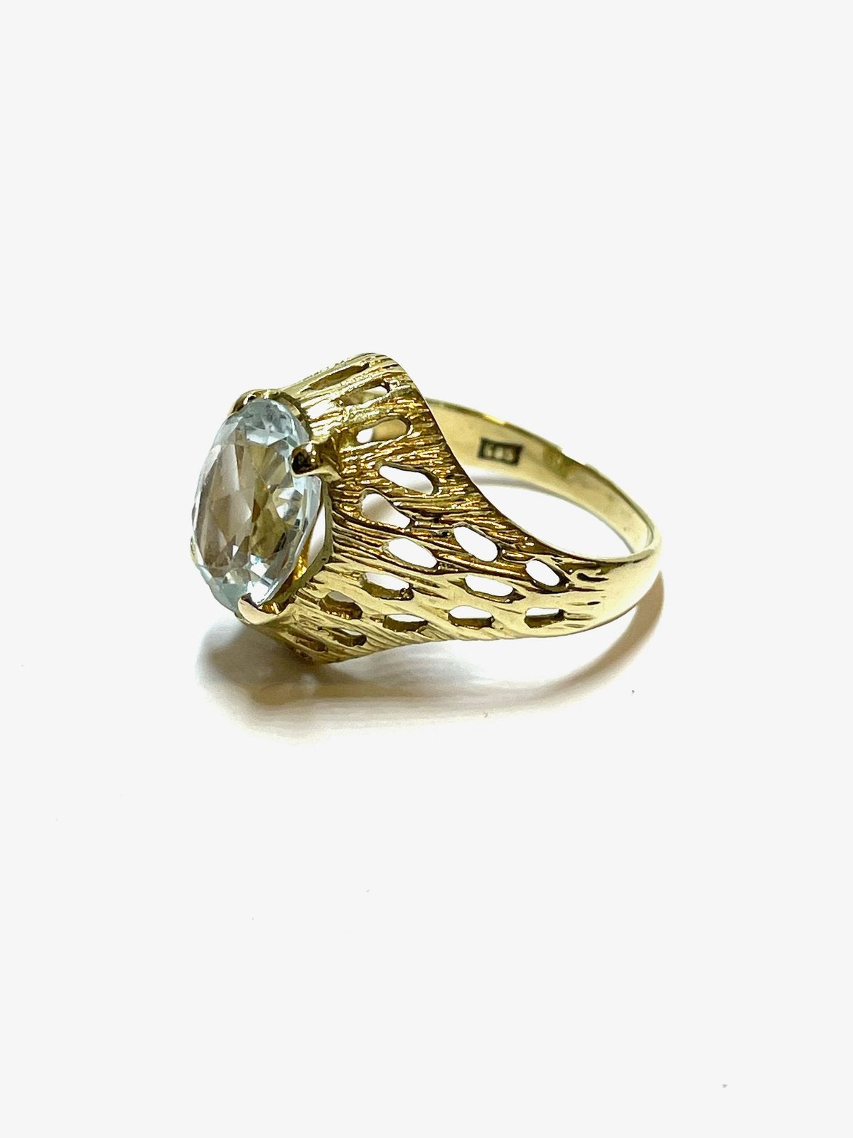 14k gouden ring met een aquamarijn, -, -, Ophalen of Verzenden, Zo goed als nieuw
