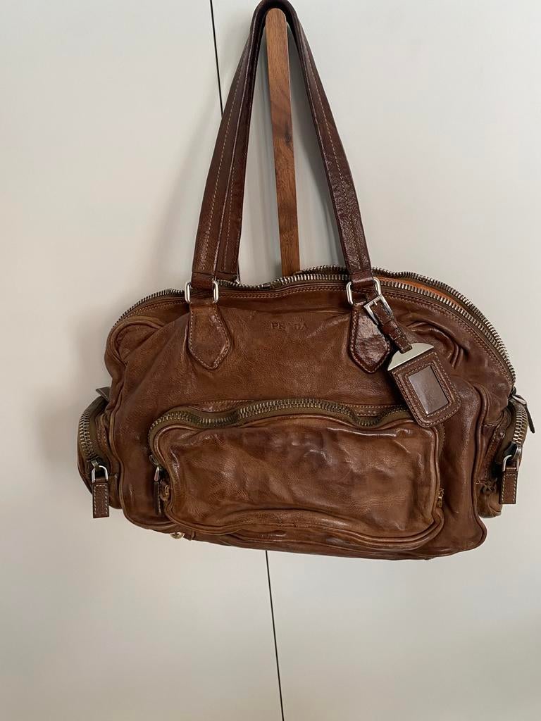 Vintage Prada bauletto bag, Ophalen of Verzenden, Gebruikt, Bruin, Handtas