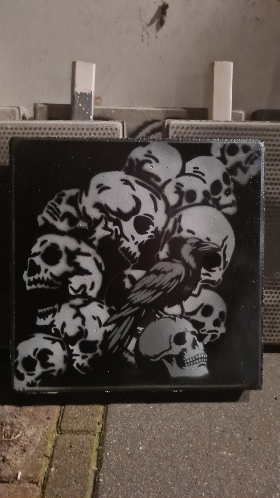 Graffiti Stencil Art 'The Crow' op Tegel, Ophalen of Verzenden