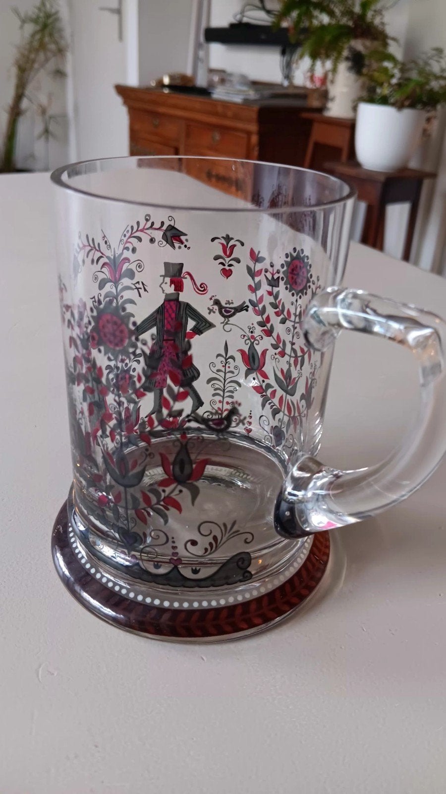 Beschilderd glas met handvat., Ophalen of Verzenden, Zo goed als nieuw, Overige typen