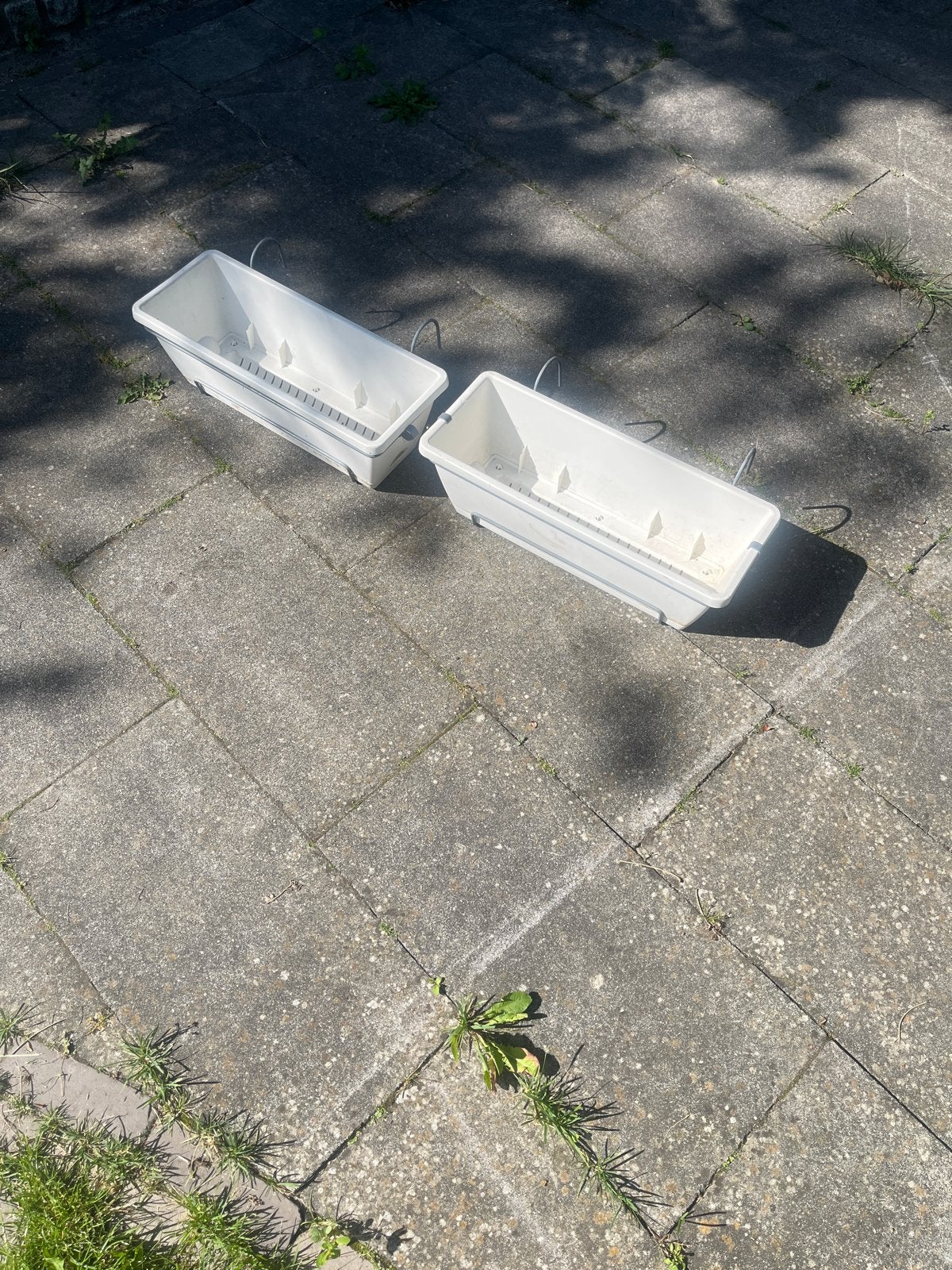 2x Balkon bloembakken met ophangsysteem, Kunststof, Gebruikt, Minder dan 30 cm, Balkon