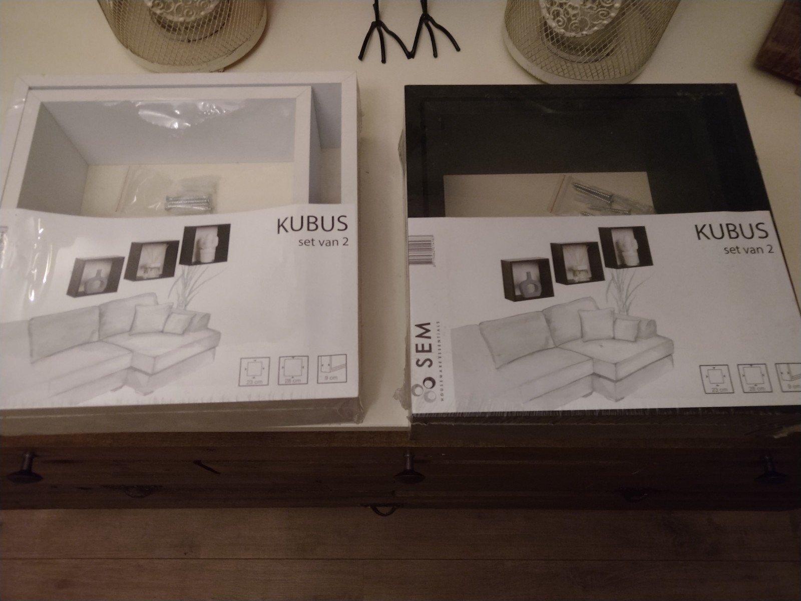 KUBUS wandplanken set van 2 - Zwart en Wit, Ophalen, Nieuw