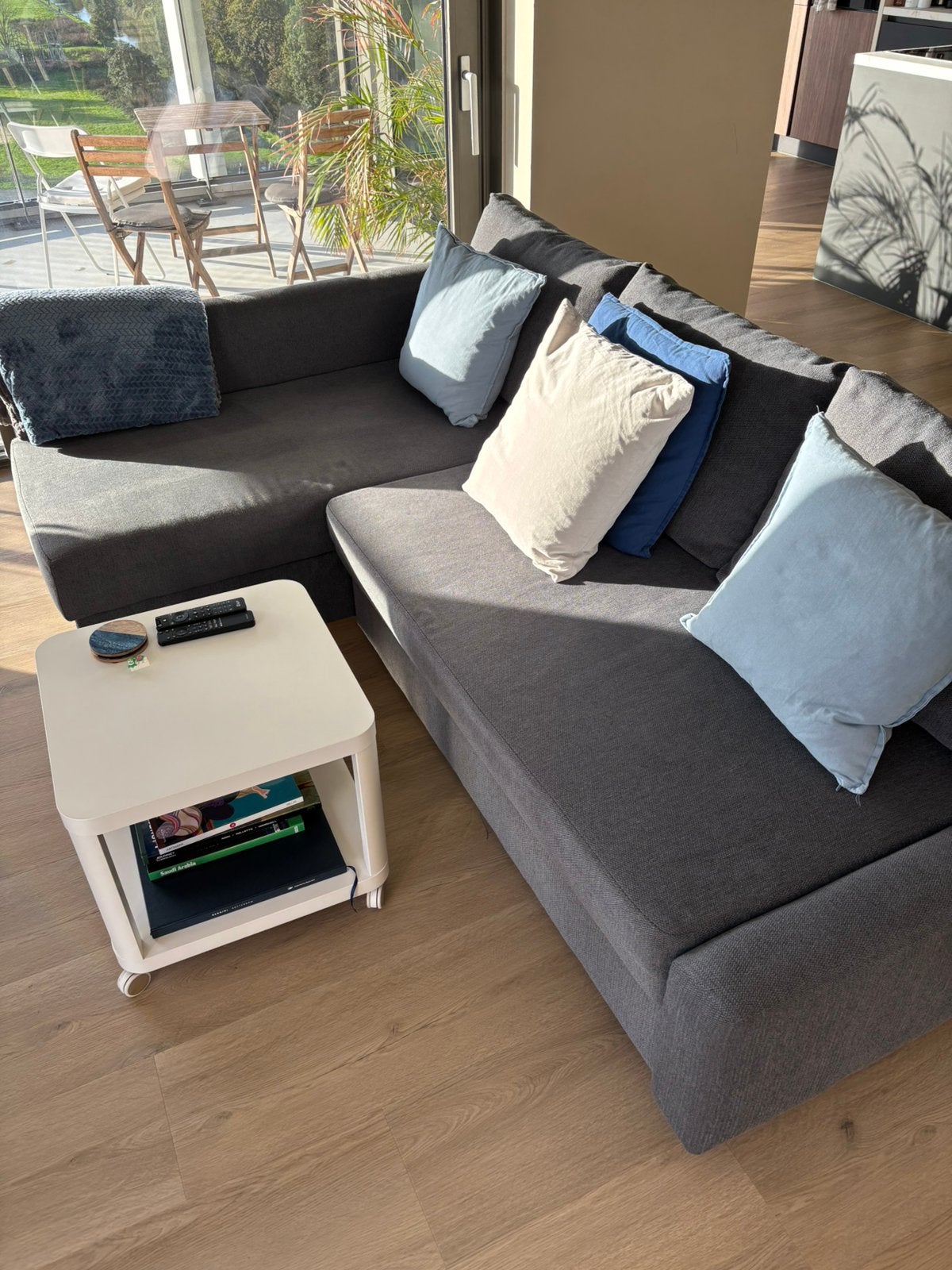 IKEA FRIHETEN hoekslaapbank HYLLIE donkergrijs, Huis en Inrichting, Ophalen, Zo goed als nieuw, Stof