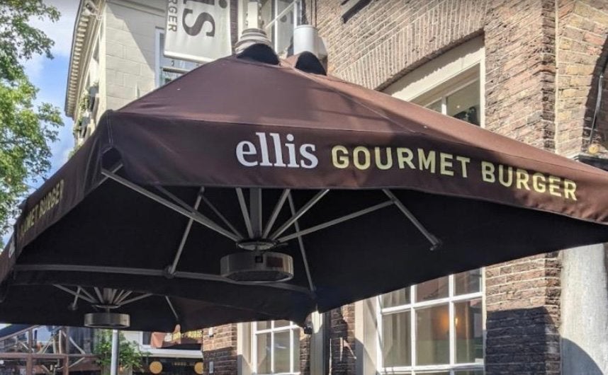 Horeca parasols VN PLU met heaters, 4 palen, 5 doeken, Gebruikt, Ophalen of Verzenden, Zweefparasol, Waterdicht