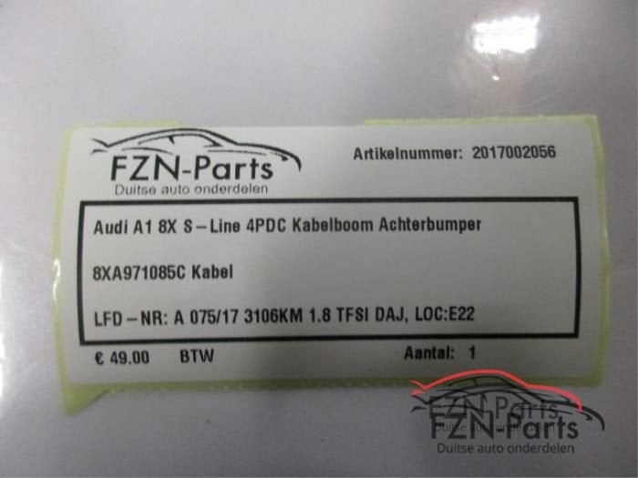 Audi A1 8X S-Line 4PDC Kabelboom Achterbumper (8XA971085C), Ophalen, Gebruikt