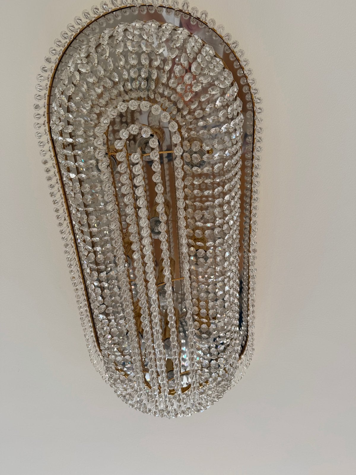 Langwerpige originele Swarovski kristallen plafonnière, Ophalen, Zilver, Plafondlamp, Glas
