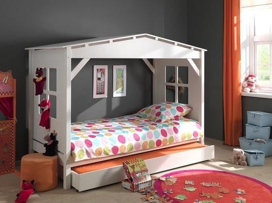 Vipack Pino bedhuisje 90x200 met bedlade - Zo goed als nieuw, Ophalen, 85 tot 100 cm, Zo goed als nieuw, Lattenbodem