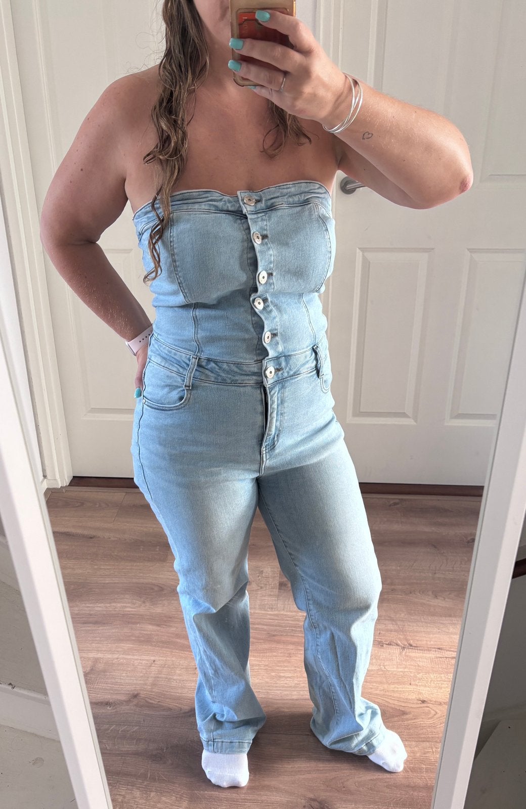 Spijker jumpsuit maat 42, Ophalen of Verzenden, Gedragen, Maat 42/44 (L), Blauw