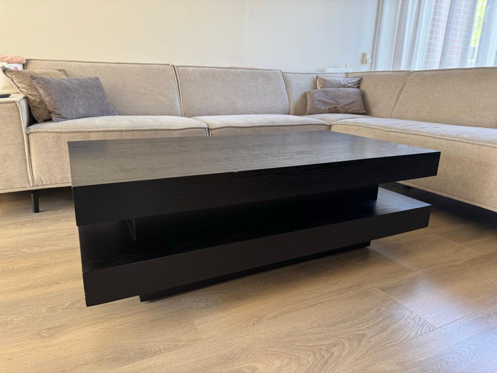 Rechthoekige Salontafel Zwart Eiken, Ophalen, Gebruikt, 100 tot 150 cm, Eikenhout