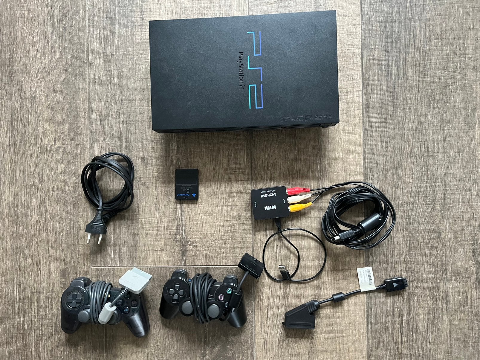 PlayStation 2 (PS2) Slim met 2 controllers en accessoires, Spelcomputers en Games, Gebruikt, Zwart, Met 2 controllers, Ophalen of Verzenden