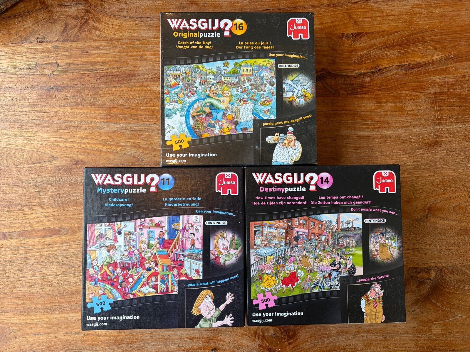 3 Wasgij Puzzels - Original, Mystery & Destiny (500 stukjes), Ophalen of Verzenden, 500 t/m 1500 stukjes, Zo goed als nieuw, Legpuzzel