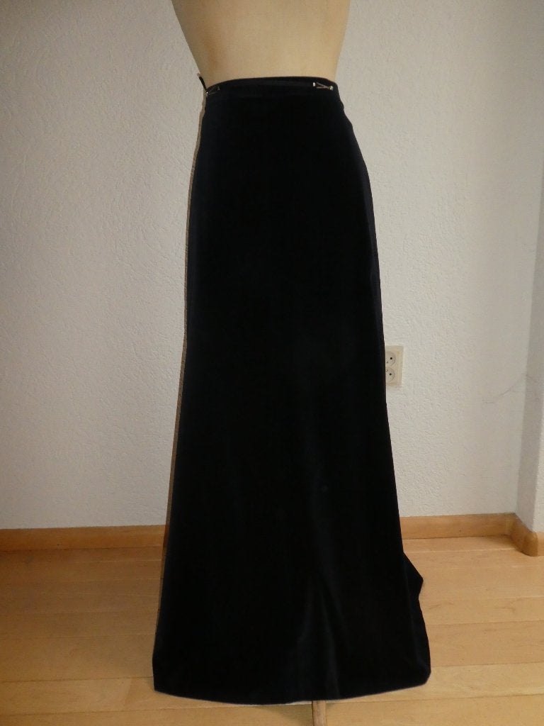 Ravens vintage maxi rok 38 fluweel donkerblauw riempje ZGAN, Kleding | Dames, Maat 38/40 (M), Ravens vintage, Zo goed als nieuw