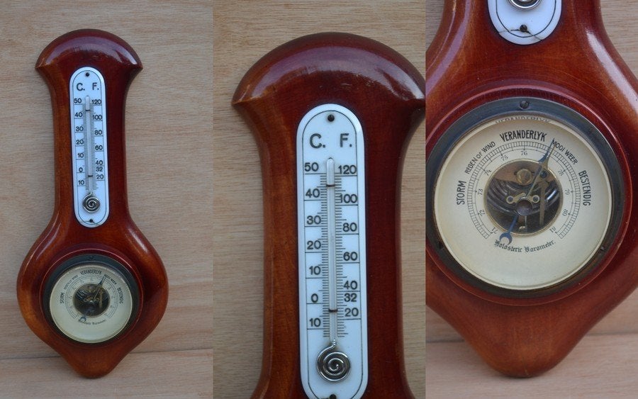 Mooie oude Barometer en tempratuur meter NR 8787, Ophalen of Verzenden, Zo goed als nieuw, Barometer