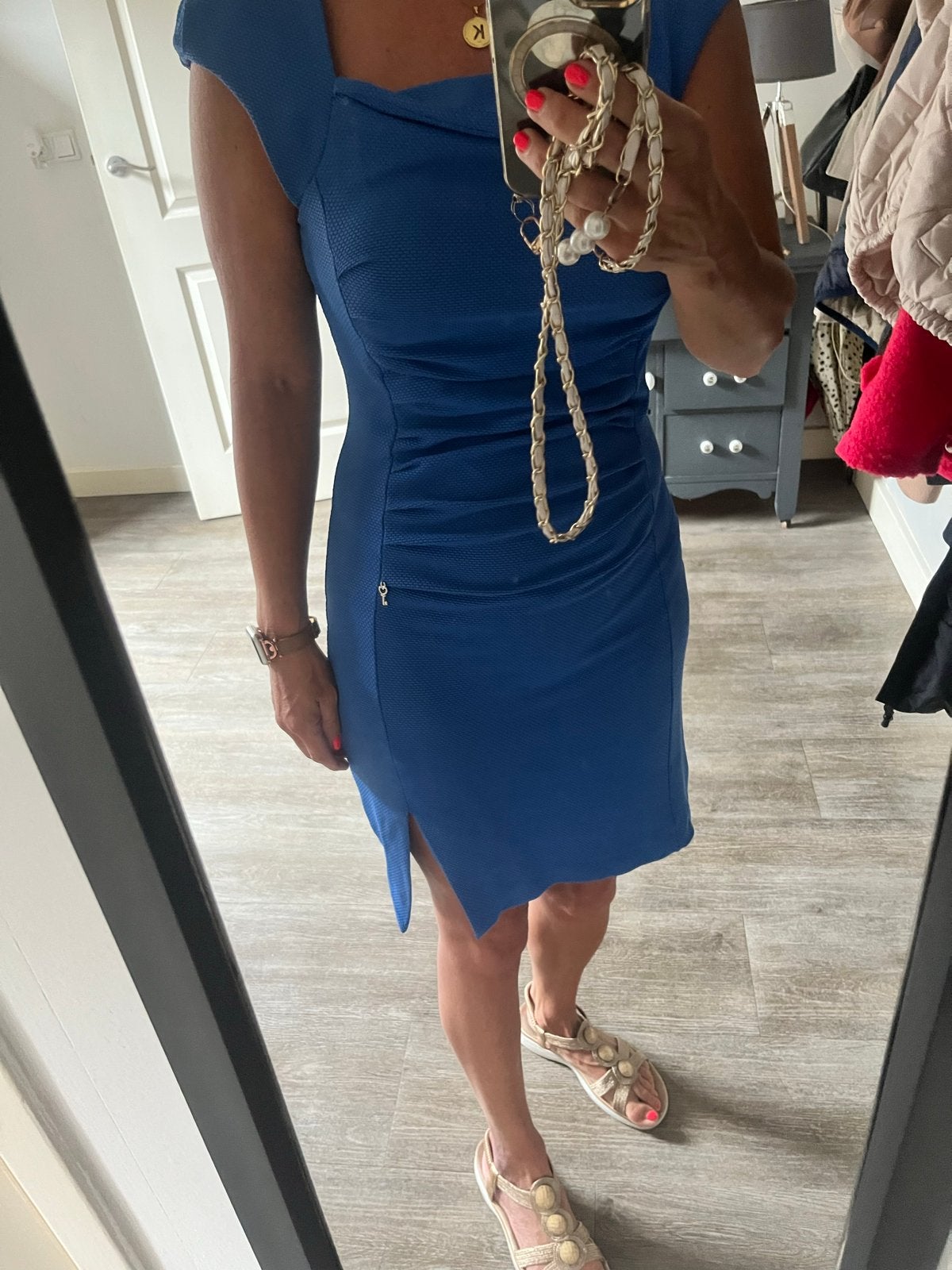 Rinascimento Kobaltblauwe Jurk Maat S, Kleding | Dames, Jurken, Zo goed als nieuw, Maat 36 (S), Blauw, Boven de knie, Ophalen of Verzenden