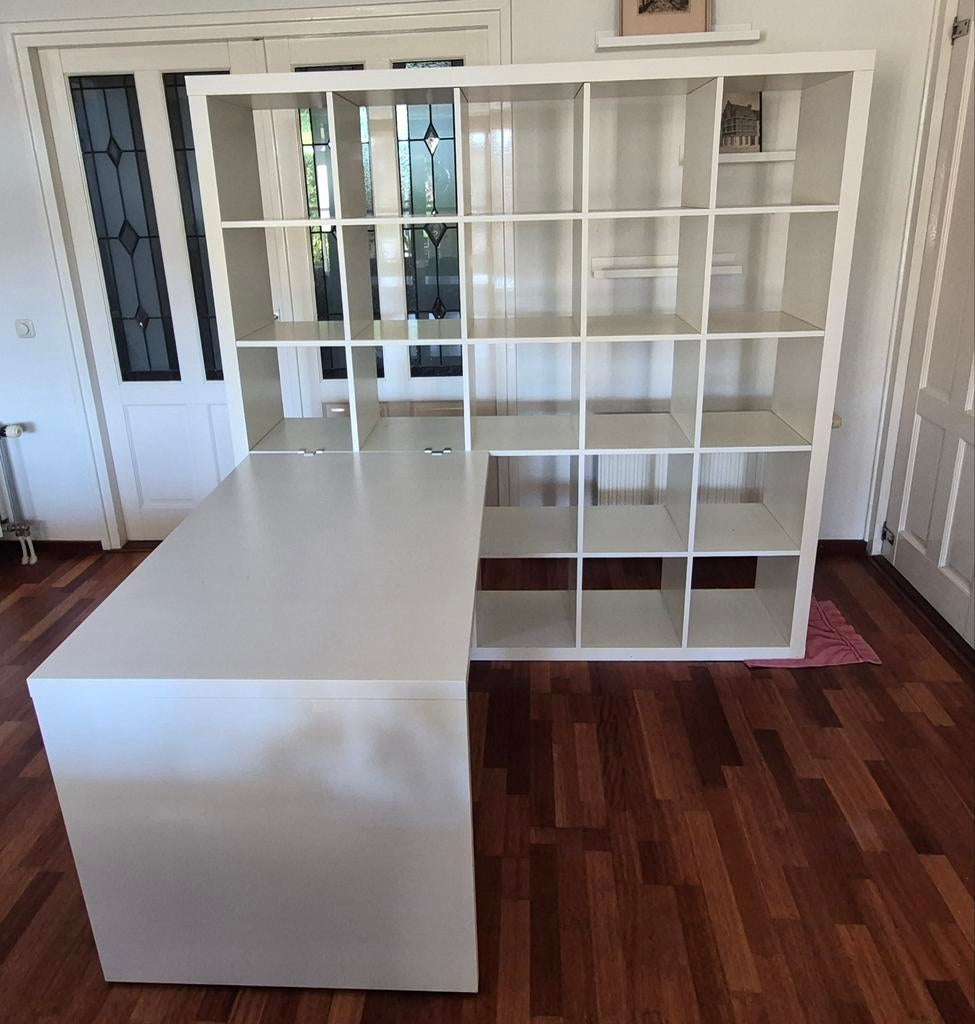 IKEA Kallax open kast 182 x182 cm met bureau., Huis en Inrichting, Complete inboedels, Ophalen