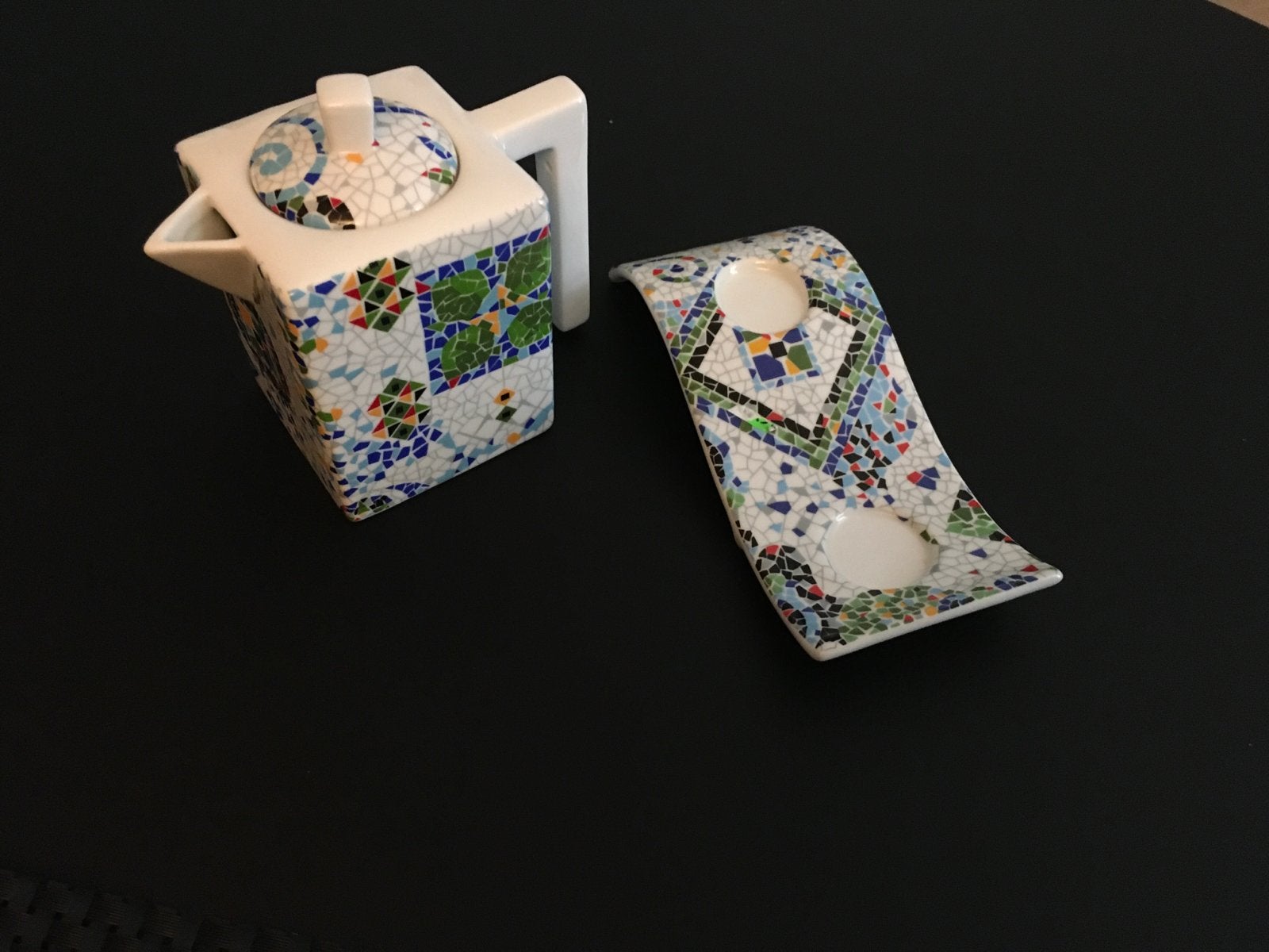 Gaudi Mozaïek Theepot met Onderzetter - Barcelona Stijl, Ophalen of Verzenden