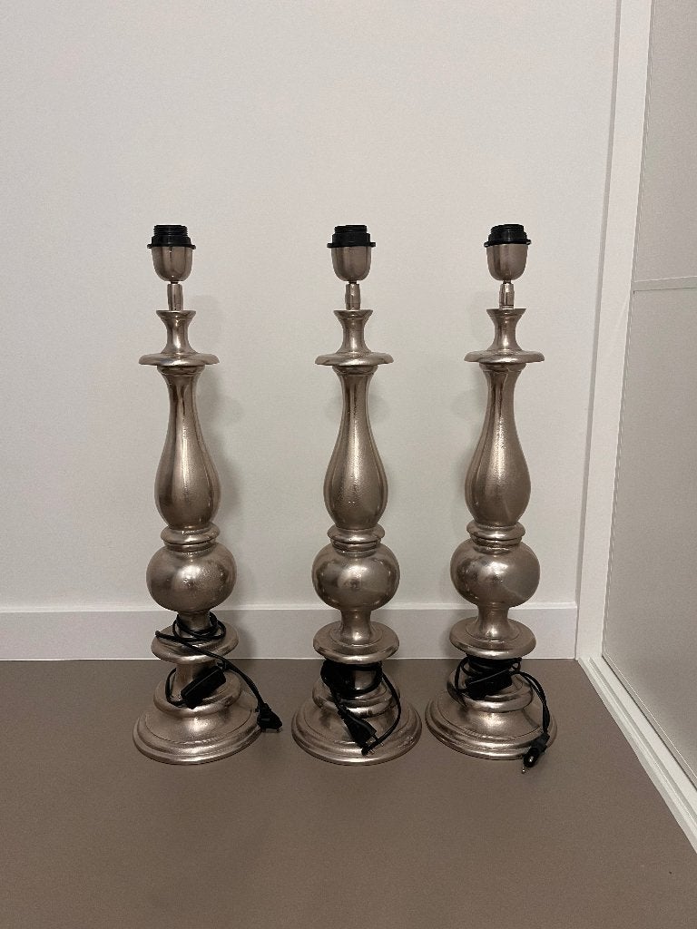 Lampenvoeten/ tafellampen 3 stuks, Ophalen, Met schakelaar, 67 cm, Zilver