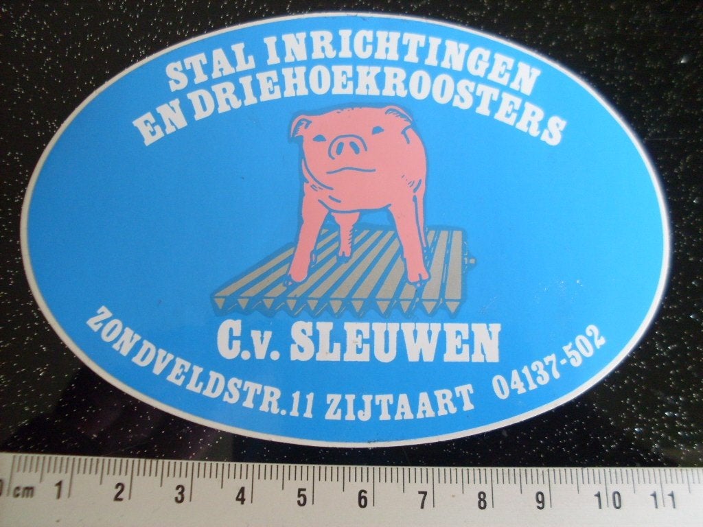 sticker stal inrichtingen C. v. Sleuwen zijtaart logo, Verzenden, Zo goed als nieuw, Bedrijf of Vereniging