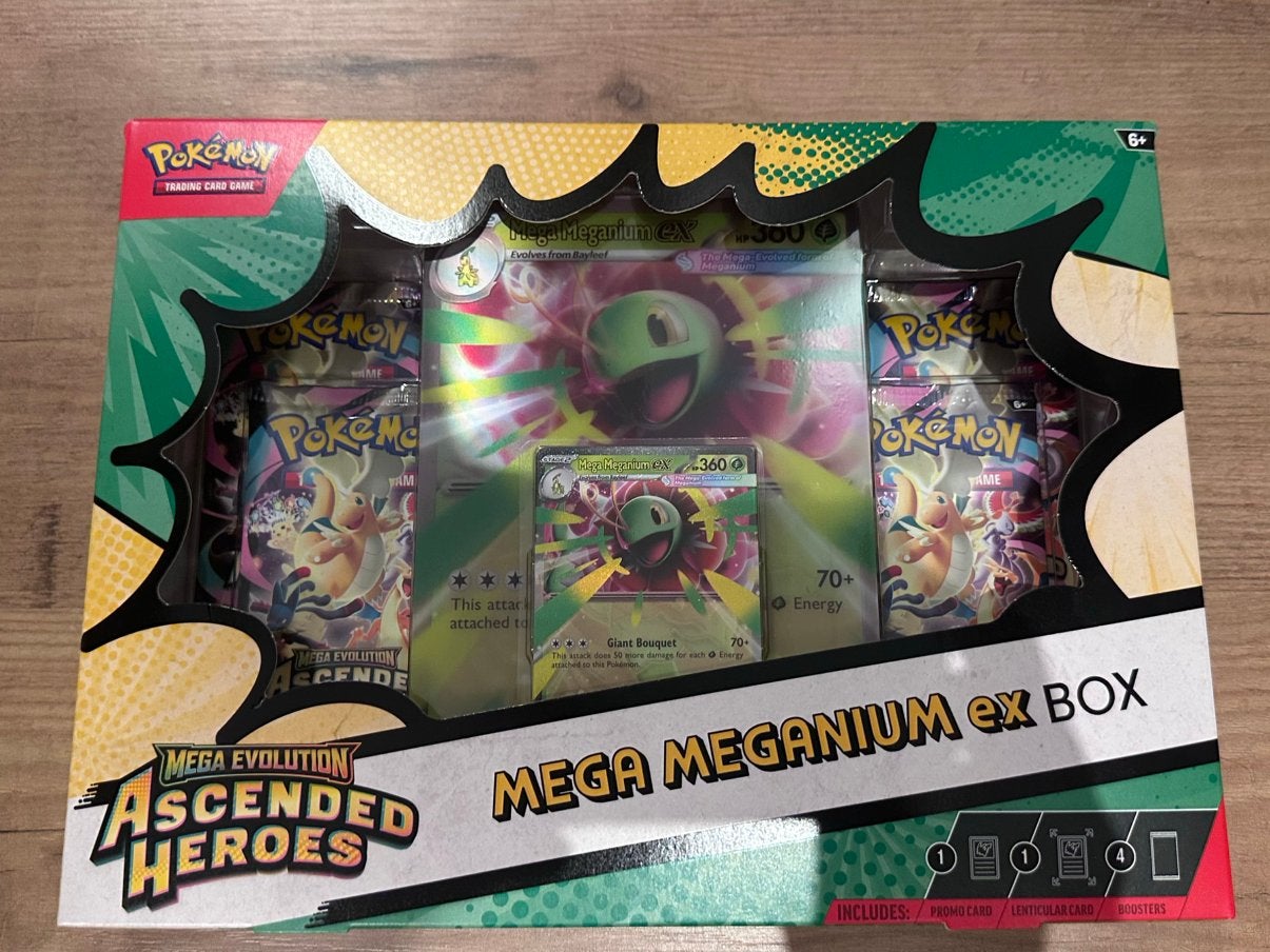 Ascended Heroes Mega Meganium ex Box, Ophalen, Zo goed als nieuw, Foil