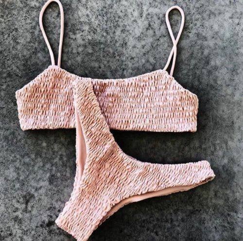 Roze geplooide bikini (sexy bandage push up dames vrouwen), Verzenden, Nieuw, Roze, Bikini