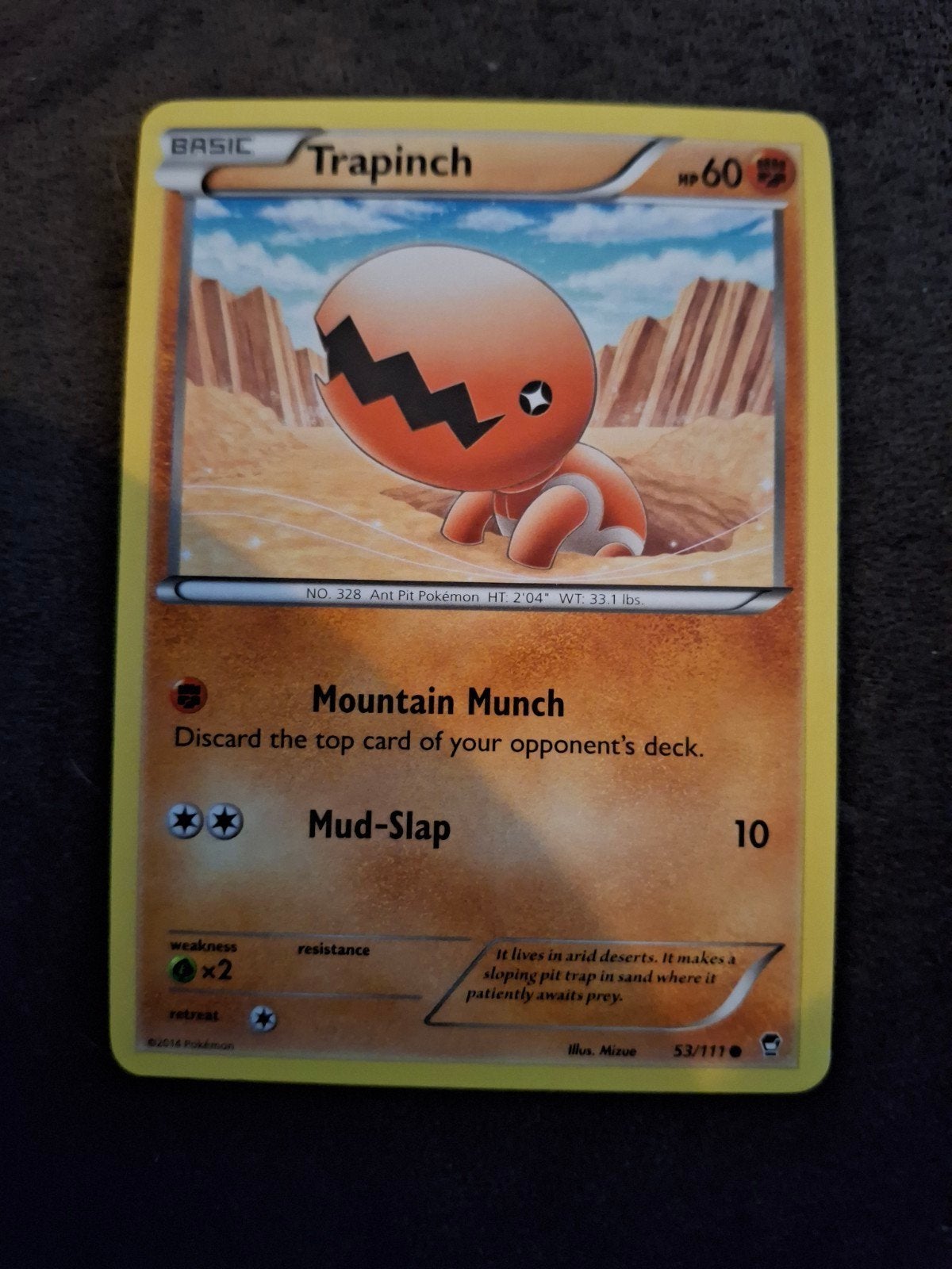 Trapinch Pokémon Kaart - HP 60 - Mud-Slap, Ophalen of Verzenden, Zo goed als nieuw, Losse kaart