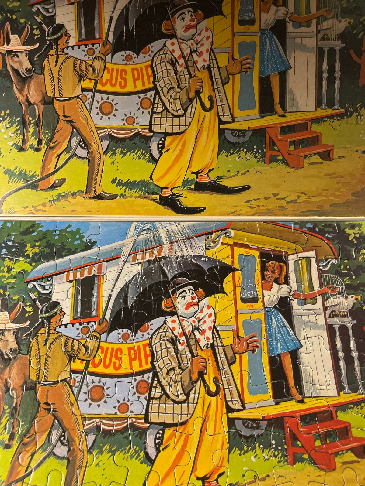 Vintage Pipo de Clown Puzzel met handtekening Mama Loe, Verzenden, 10 tot 50 stukjes, Zo goed als nieuw, 6 jaar of ouder