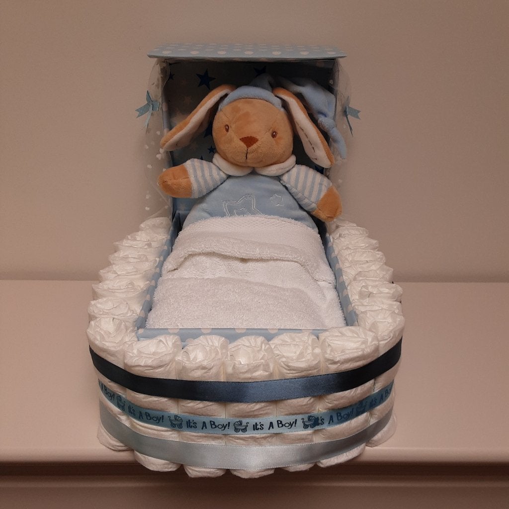 Luiertaart wieg met mooie knuffel voor Babyshower / geboorte, Ophalen, Nieuw, Kraamcadeau