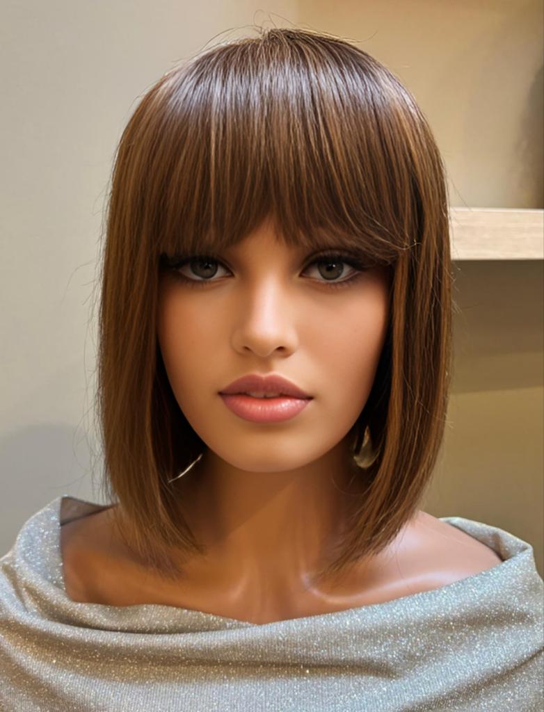 Nieuwe human hair pruik met pony, Ophalen of Verzenden