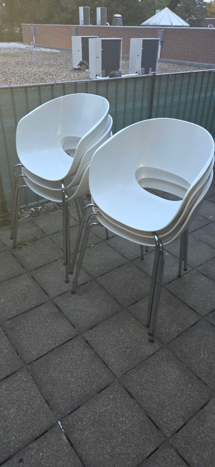6 Italiaanse "OrbitLargeLike" design eetkamerstoelen, stapel, Ophalen of Verzenden