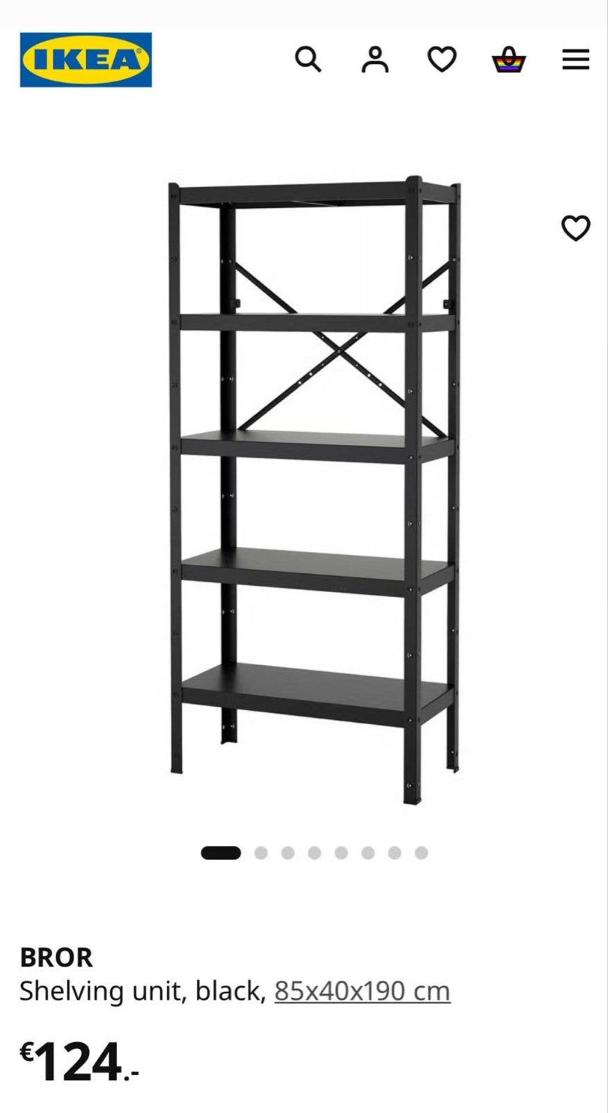 IKEA BROR Zwart Rek - 85x40x190 cm, Ophalen of Verzenden, Gebruikt