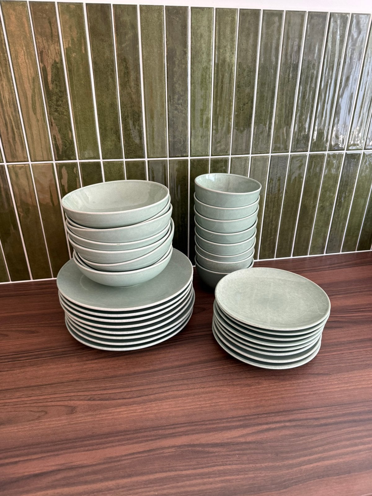 32-delige Servies set Søstrene Grene - Lichtgroen, Ophalen, Gebruikt, Keramiek, Modern