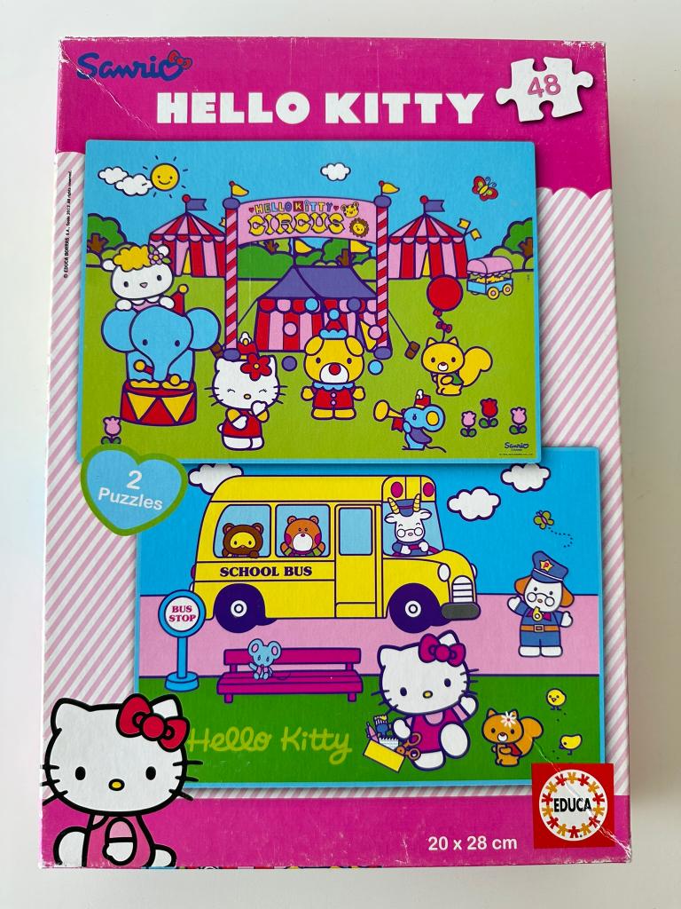 Puzzel, kinderpuzzel Hello Kitty / Sanrio / 2x 48 stukjes, Ophalen of Verzenden, 10 tot 50 stukjes, Gebruikt, 4 tot 6 jaar