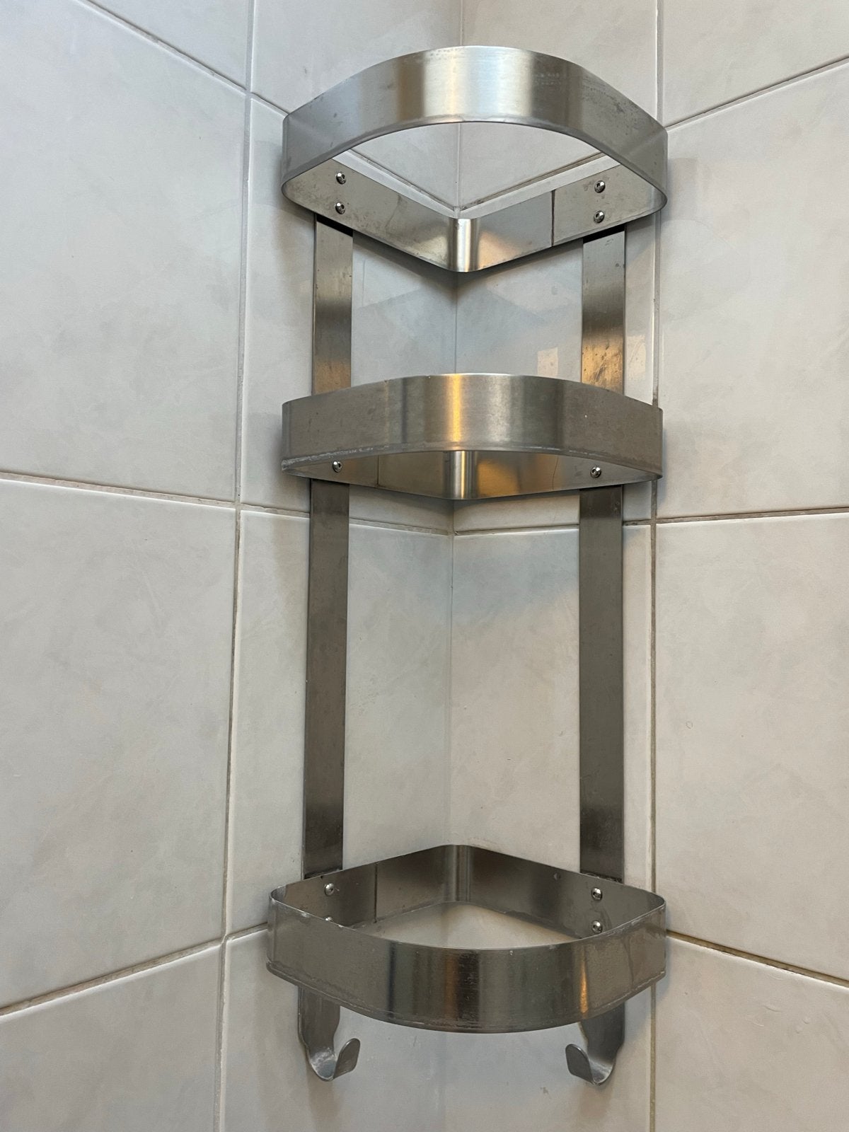 Roestvrijstalen hoekrek voor badkamer of douche, Ophalen, Gebruikt, Zilver, Badkamerrek