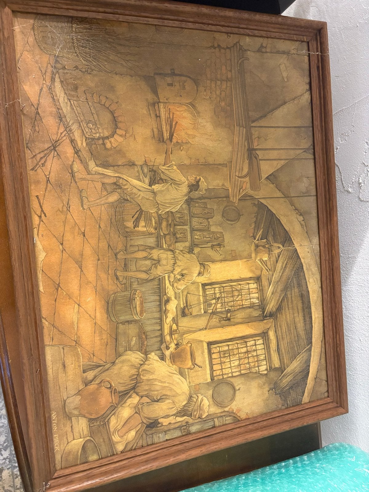 Anton Pieck - Bakkerij tafereel, Antiek en Kunst, Gedateerd, Realistisch, Ophalen of Verzenden, Print