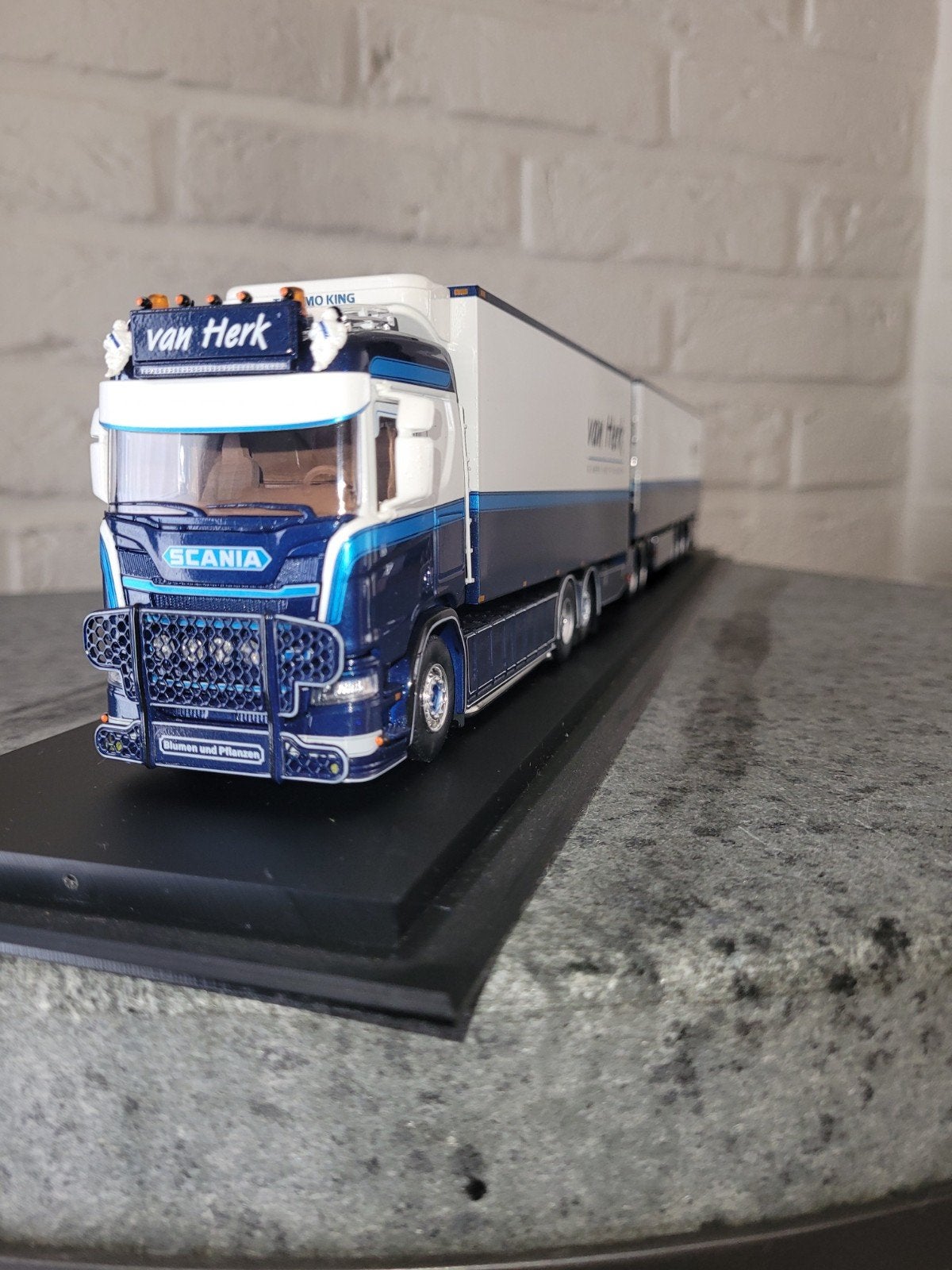 Tekno Van Herk Scania in nieuwstaat met originele dozen, 1:50 of kleiner, Zo goed als nieuw, Truck, Ophalen