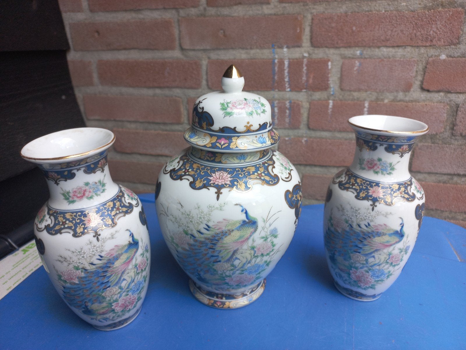 Prachtig Kaststel met Pauwen en Bloemen - Vaga International, Ophalen of Verzenden
