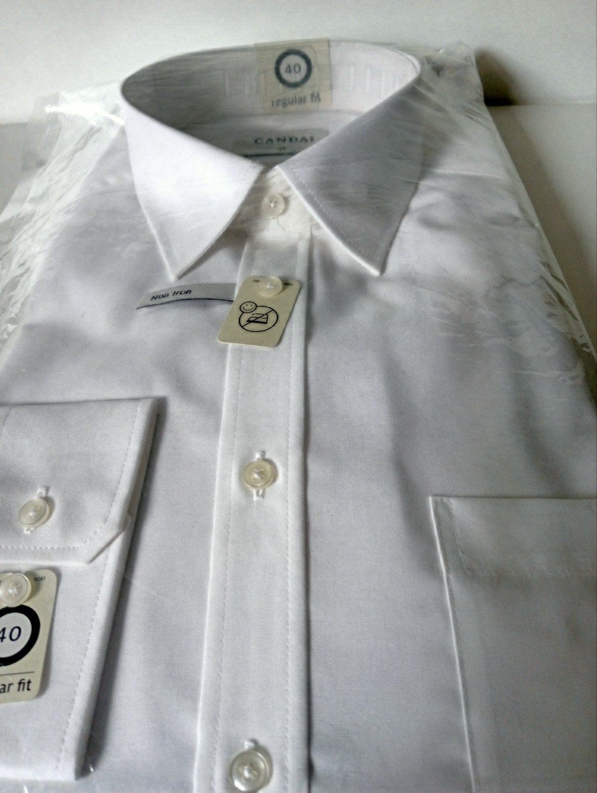 Canda wit overhemd, maat 40, regular fit, non-iron, Wit, Nieuw, Canda, Halswijdte 39/40 (M)