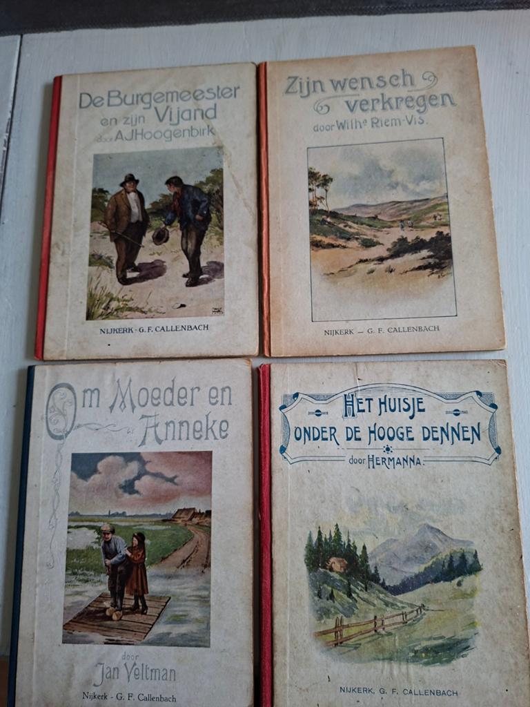 4 antieke kinderboeken G.F. Callenbach Nijkkerk, Gelezen, Ophalen of Verzenden, A.J. Hoogenbirk, Wilhe Riem-Vis, Jan Veltman, Hermanna